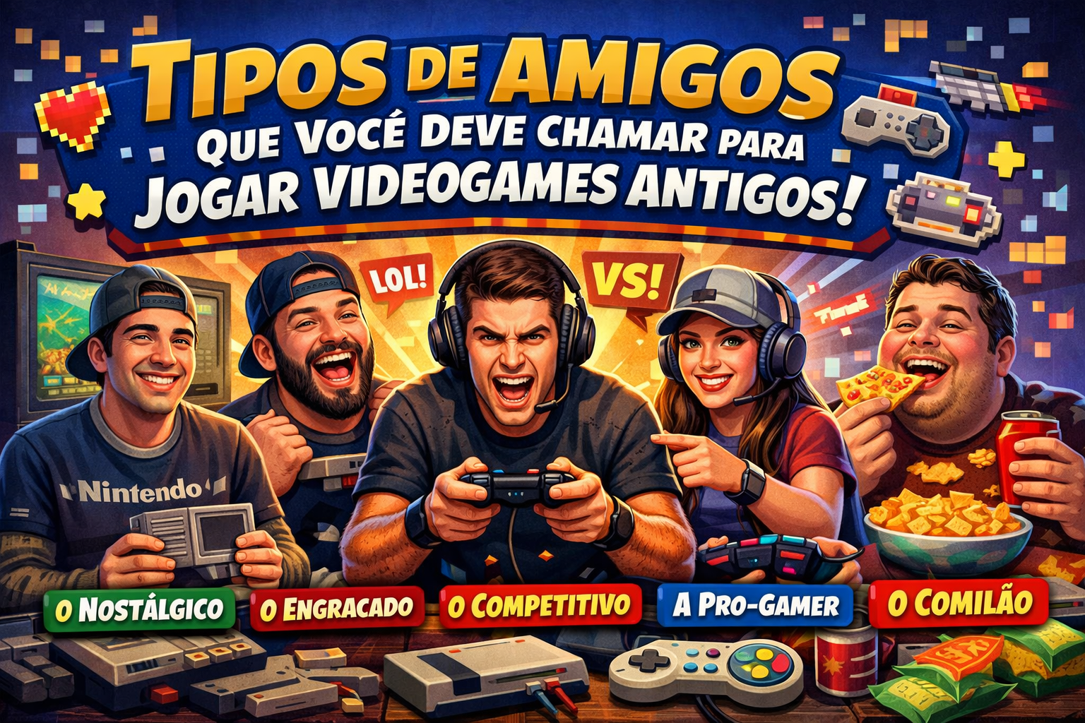 Tipos de amigos que você deve chamar para jogar videogames antigos